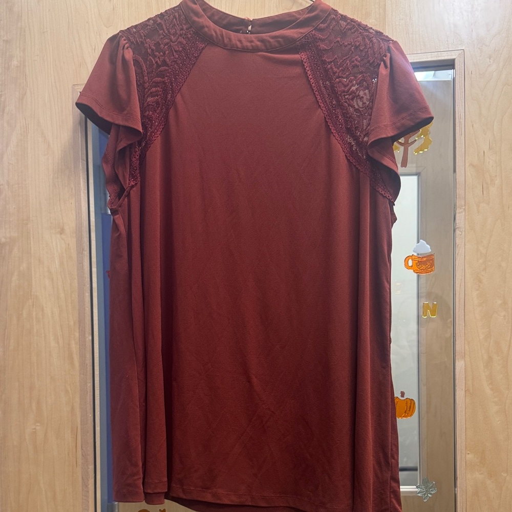 Torrid Rust Lace Detail Blouse